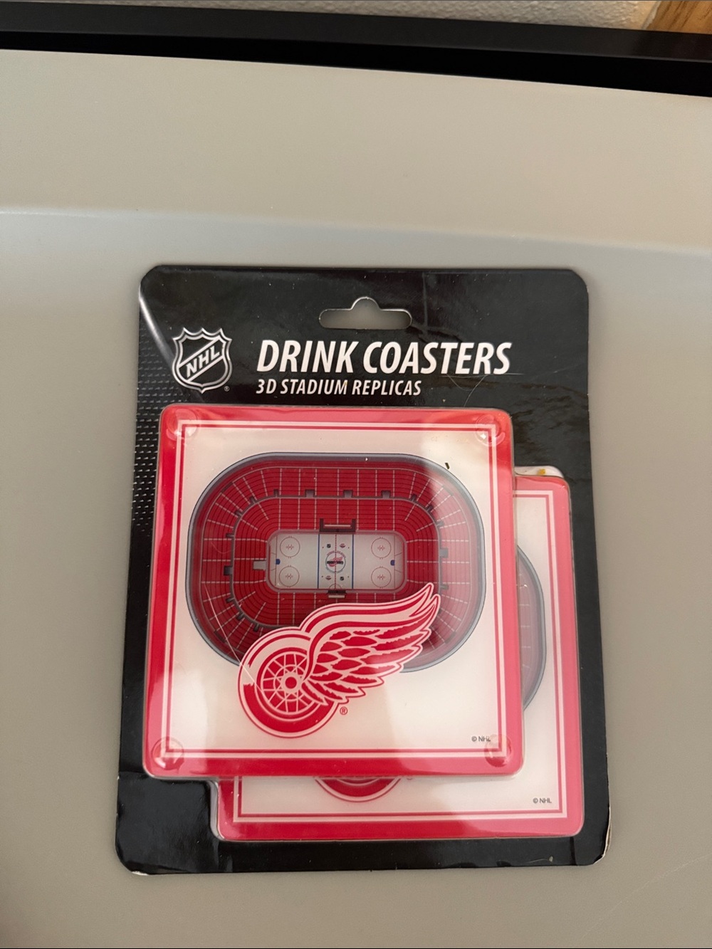 NHL Detroit Red Wings Red 3D Stadium Replica Drink Coasters